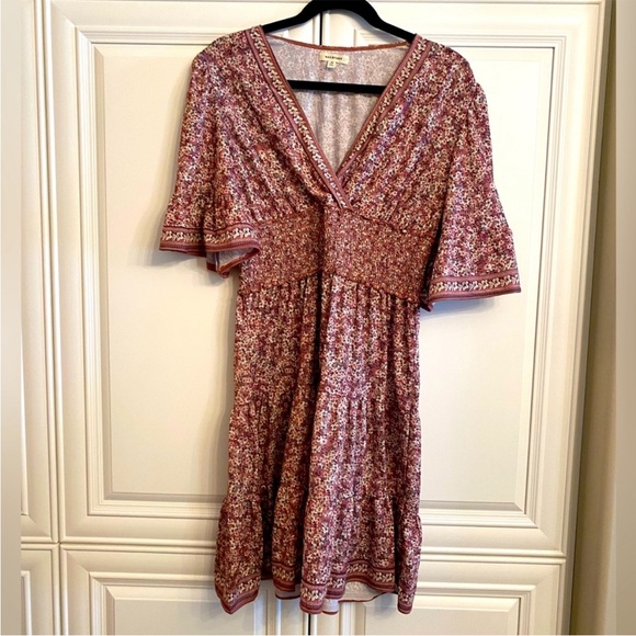 NWOT MAX STUDIO SIZE MEDIUM BOHEMIAN STYLE MINI DRESS in PURPLE and BROWNS - Picture 3 of 7